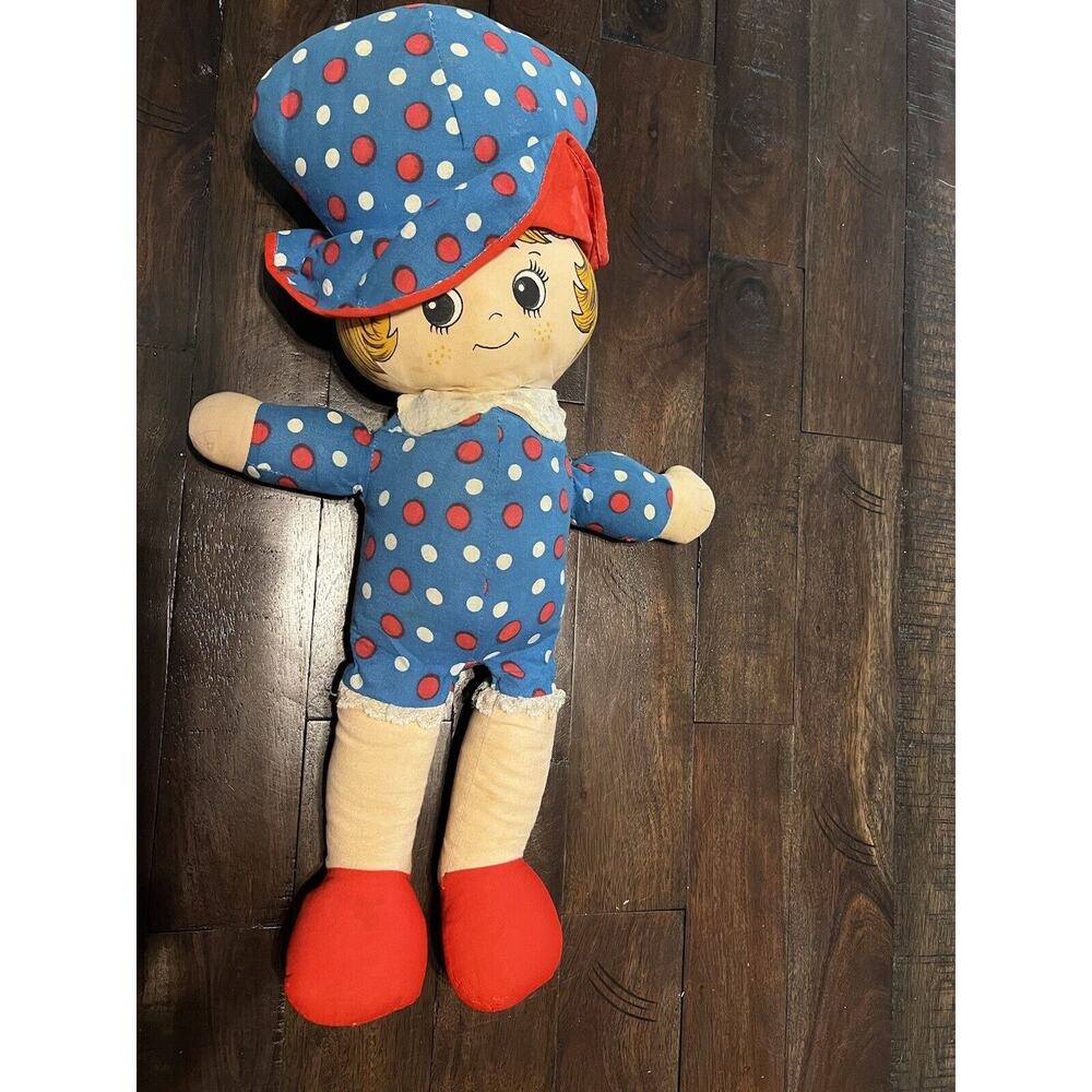 Large Vintage STRAWBERRY SHORTCAKE Plush Rag Doll ~ 20” RARE Figure Toy